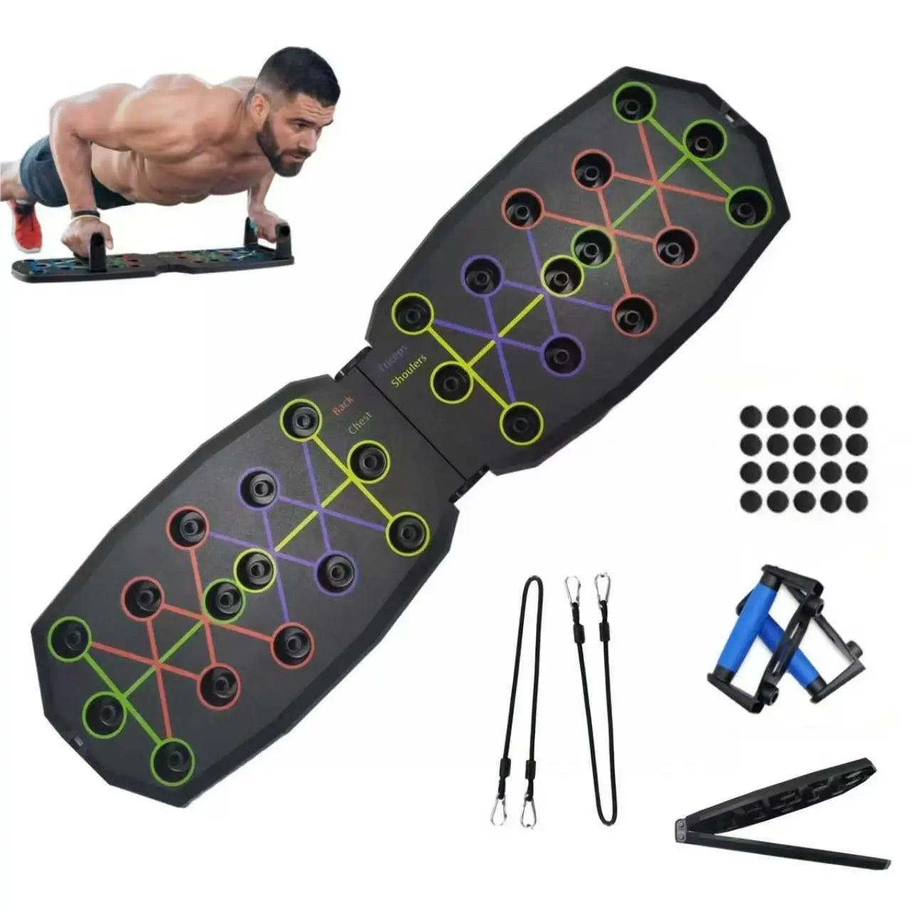 Push-Up Fitness Stands and Board for Pectoral and Abdominal Training - Versatile Indoor Fitness Equipment for Campus, Workplace, Travel, and Gym Use